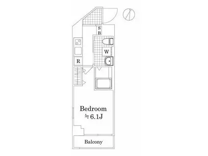 メインステージ多摩川II(1K/1階)の間取り写真