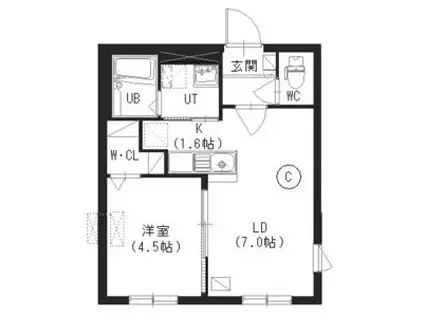 シティレジデンス西町南(1LDK/4階)の間取り写真
