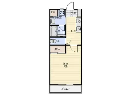 スプリングハイツC棟(1DK/1階)の間取り写真