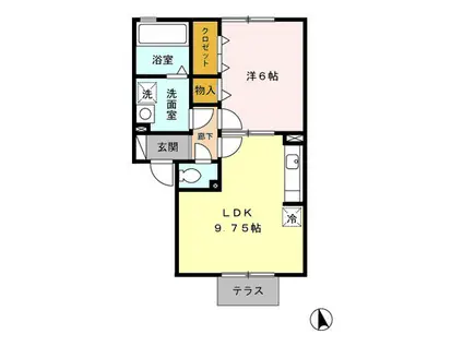 アイリスガーデン菰池C棟(1LDK/1階)の間取り写真