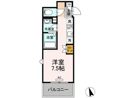 東急東横線 白楽駅 徒歩7分 5階建 築5年(ワンルーム/1階)の間取り写真