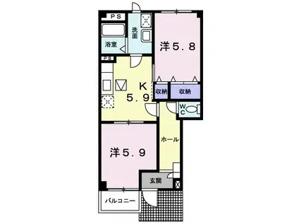 ラゴーラホープ I(2K/1階)の間取り写真