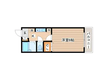 メルヴェイユみやぎ野(1K/1階)の間取り写真