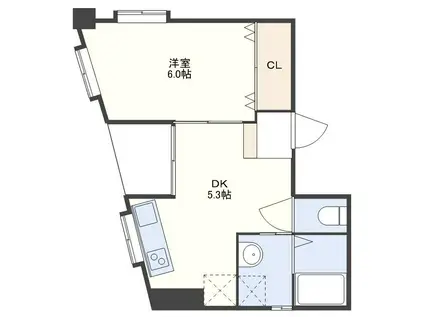 レジデンス筑後(1DK/8階)の間取り写真