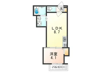 GRANDIR岸里(1LDK/3階)の間取り写真