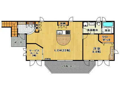 LOBBY HOUSE若葉(1LDK/2階)の間取り写真