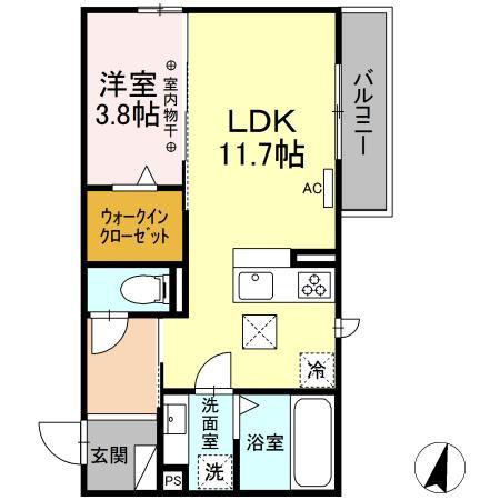 シャルマン(1LDK/1階)の間取り写真