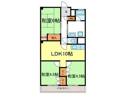 岡田ハイム(3LDK/3階)の間取り写真