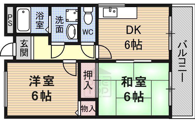 ルヴェール太田(2DK/2階)の間取り写真