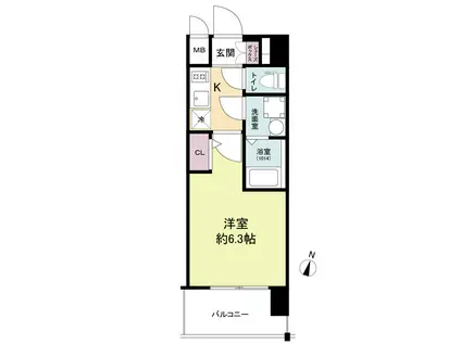 エスリードレジデンス大阪福島シティウエスト(1K/6階)の間取り写真