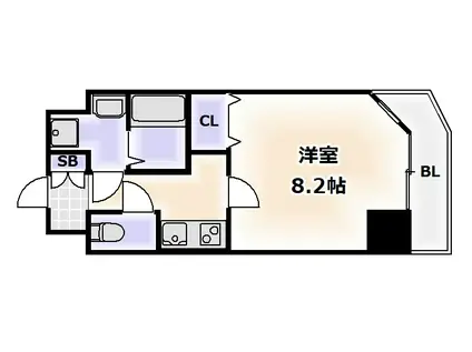 S-RESIDENCE 難波 VIALE(1K/6階)の間取り写真