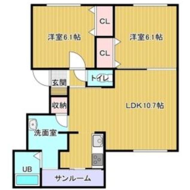 アルカサール金堀(2LDK/4階)の間取り写真