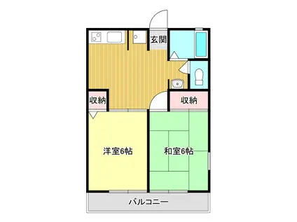 シティハイム トレーノB(2DK/2階)の間取り写真