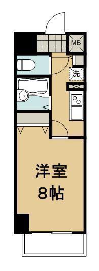 ヴェルト西大島グラーセ(1K/9階)の間取り写真
