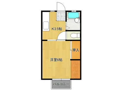シャトレ村山(1K/1階)の間取り写真