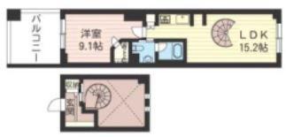 レジデンスシャルマン月島(1LDK/7階)の間取り写真