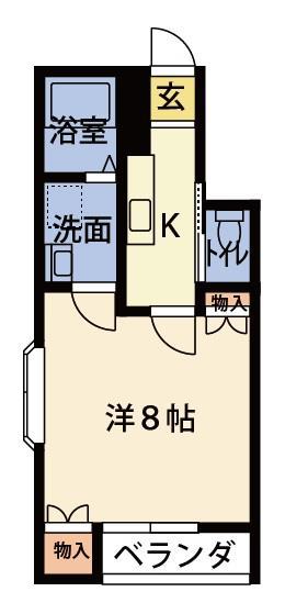 キャロット(1K/1階)の間取り写真