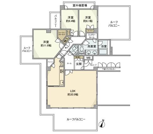 パークハウス・ジオ六番町(3LDK/5階)の間取り写真