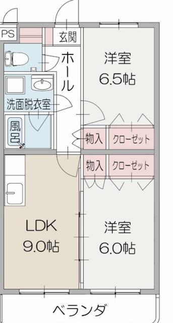 ヒルヴィレッジ(2LDK/2階)の間取り写真