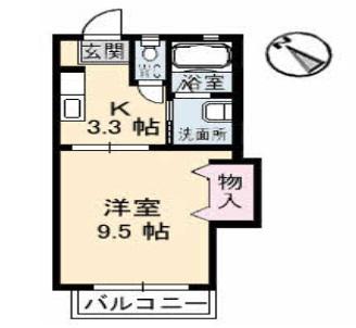 アメニックス福山11番館(1K/1階)の間取り写真
