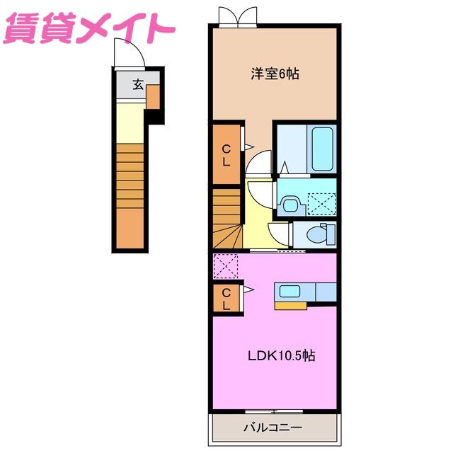 アンジェラI(1LDK/2階)の間取り写真