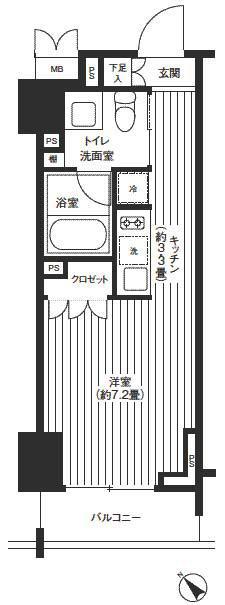 レジディア渋谷(ワンルーム/9階)の間取り写真