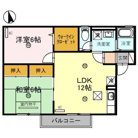 イースト NONAMI六番館(2LDK/1階)の間取り写真