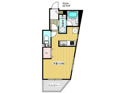 K.E オラージュ(ワンルーム/1階)の間取り写真