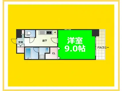 COCORO-ウエスト(1K/9階)の間取り写真