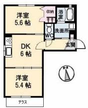 オリーブコートB棟(2DK/1階)の間取り写真