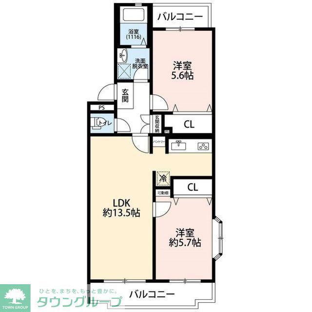 ブルーベイSA(2LDK/4階)の間取り写真