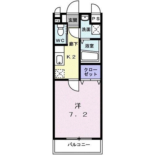 カルフールB.C白山(1K/3階)の間取り写真
