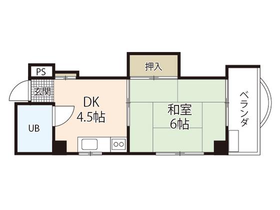 青葉ビル(1DK/3階)の間取り写真