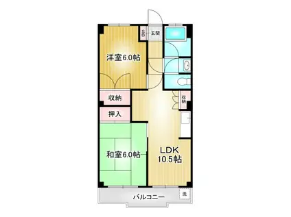 浅井レジデンス(2LDK/5階)の間取り写真