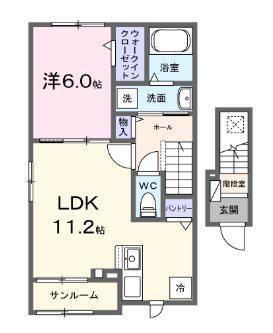クァイエット・リヴ ケー(1LDK/2階)の間取り写真