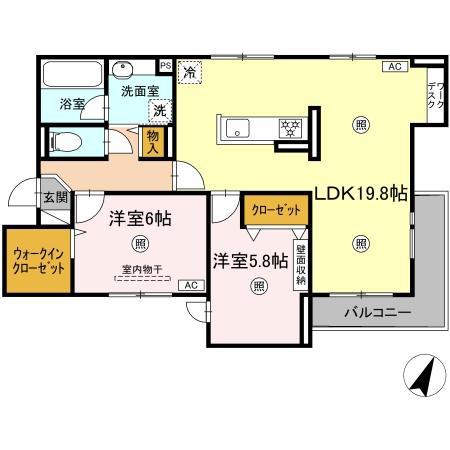 SIX REVES(2LDK/2階)の間取り写真