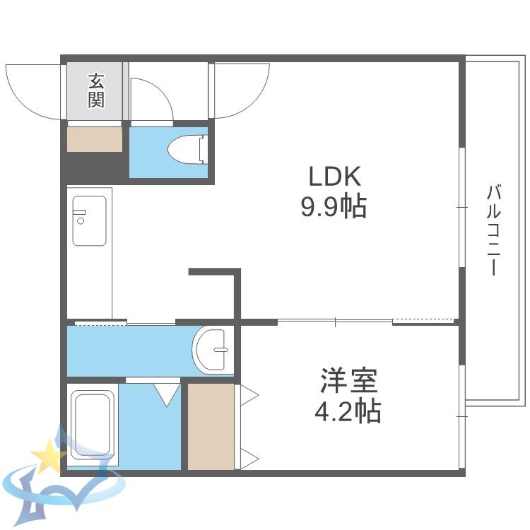 HARNESS南7条(1LDK/4階)の間取り写真