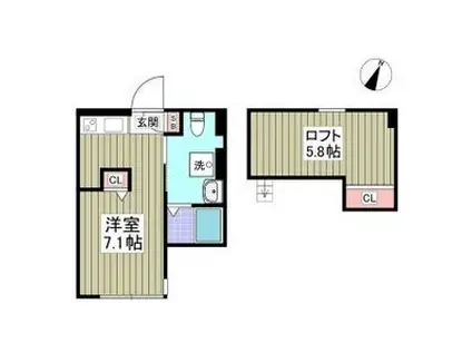 STAR CLOUD 洋光台(ワンルーム/1階)の間取り写真