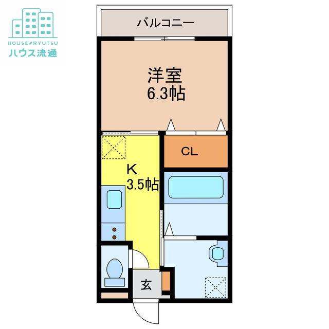 SIGNPOST小江原(1K/1階)の間取り写真