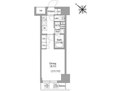 コンフォリア・リヴ茅場町(1K/3階)の間取り写真