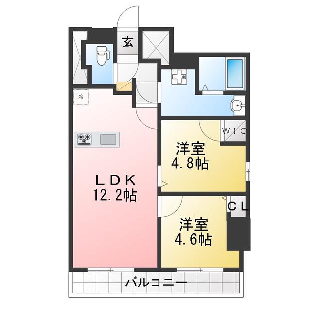ALIVIS篠崎(2LDK/4階)の間取り写真