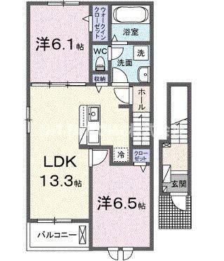 ベル・エクラ II(2LDK/2階)の間取り写真