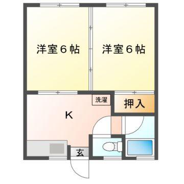 エステート根城(2K/1階)の間取り写真
