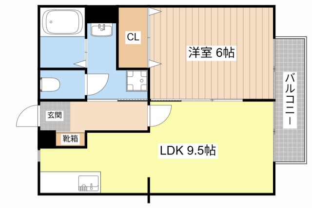 カサベルデ追分(1LDK/2階)の間取り写真