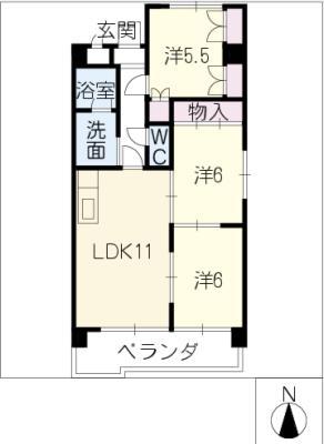 駅前3丁目マンション(3LDK/6階)の間取り写真