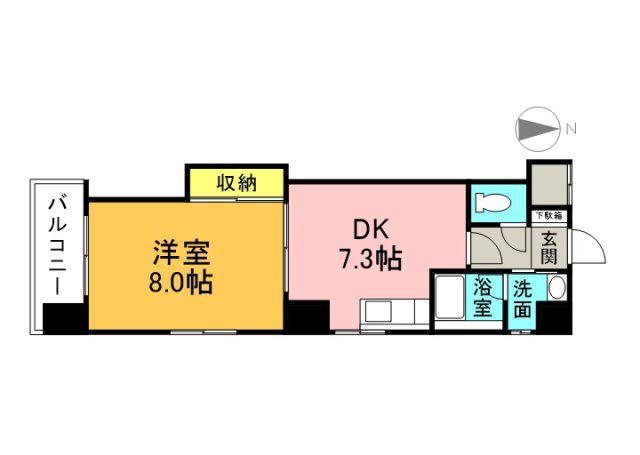 ビバーチェ平野町(1DK/4階)の間取り写真