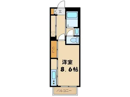 アメニティメゾンI(ワンルーム/1階)の間取り写真