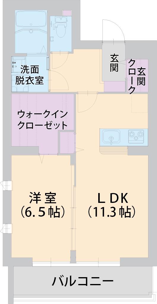 パラッツォ淵野辺Ⅱ(1LDK/2階)の間取り写真
