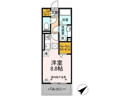 GRAND D-ROOM呼続(ワンルーム/1階)の間取り写真