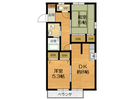 ハイツ平和台(2DK/2階)の間取り写真